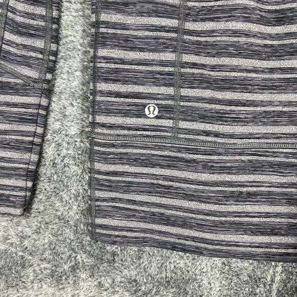 Lululemon Jacket Womens 4 Gray Striped Full Zip Scuba Hoodie Sweatshirt Athletic - Picture 3 of 7